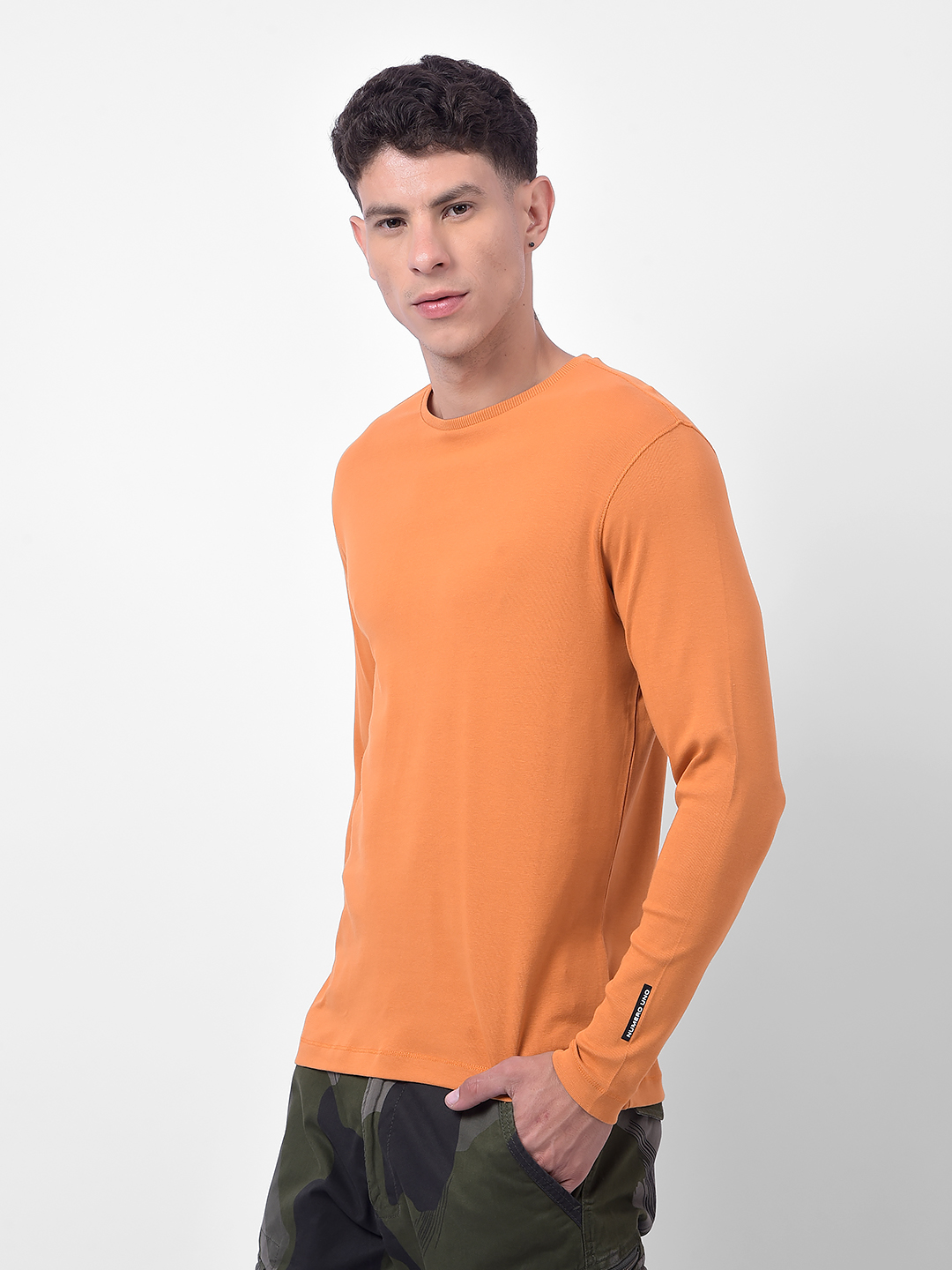 Numero Uno Men Orange Crew Neck Slim Fit T-Shirt